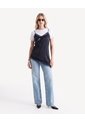 Blusa Lencera Encaje Irregular  Para Mujer Negro Seven Seven de Seven Seven