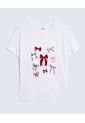 Camiseta Estampada Oversize Moños  Para Mujer Crudo Seven Seven de Seven Seven