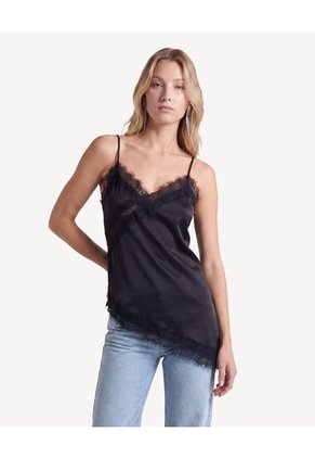 Blusa Lencera Encaje Irregular  Para Mujer Negro Seven Seven