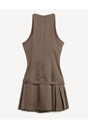 Vestido Mini De Tablas Con Cinturón  Para Mujer Café Seven Seven