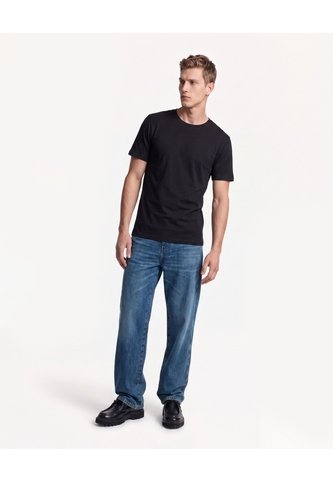 Camiseta Textura Piqué  Para Hombre Negro Seven Seven Seven Seven