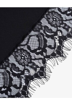 Falda Maxi Satinada Encaje Para Mujer Negro Seven Seven