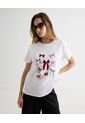 Camiseta Estampada Oversize Moños  Para Mujer Crudo Seven Seven de Seven Seven
