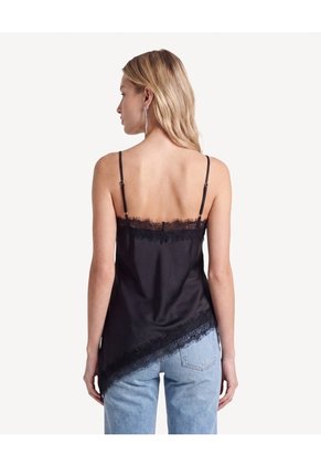 Blusa Lencera Encaje Irregular  Para Mujer Negro Seven Seven
