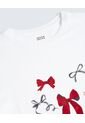 Camiseta Estampada Oversize Moños  Para Mujer Crudo Seven Seven de Seven Seven
