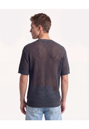 Camiseta Malla Efecto Lavado  Para Hombre Gris Seven Seven