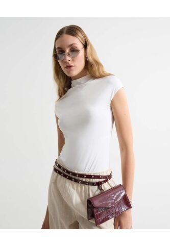 Camiseta Para Mujer Manga Corta Cuello Alto Color Crudo Marca Seven Seven #28096341 Seven Seven