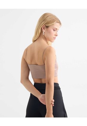 Crop Top Escote Cuadrado  Para Mujer Taupe Seven Seven
