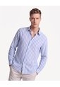 Camisa Rústica De Rayas  Para Hombre Celeste Seven Seven de Seven Seven