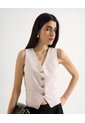 Chaleco Escote En V  Para Mujer Beige Seven Seven de Seven Seven