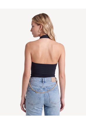 Camiseta Halter Con Escote  Para Mujer Negro Seven Seven