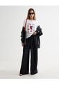 Camiseta Estampada Oversize Moños  Para Mujer Crudo Seven Seven de Seven Seven