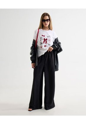Camiseta Estampada Oversize Moños  Para Mujer Crudo Seven Seven