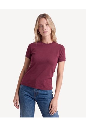 Camiseta Básica Tejido  Para Mujer Vino Seven Seven