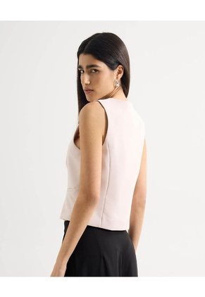 Chaleco Escote En V  Para Mujer Beige Seven Seven