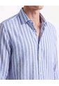 Camisa Rústica De Rayas  Para Hombre Celeste Seven Seven de Seven Seven