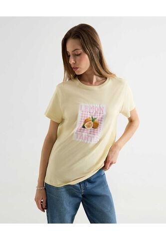 Camiseta Para Mujer Manga Corta Cuello Redondo Color Amarillo Marca Seven Seven #28096363 Seven Seven