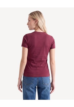 Camiseta Básica Tejido  Para Mujer Vino Seven Seven