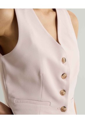 Chaleco Escote En V  Para Mujer Beige Seven Seven