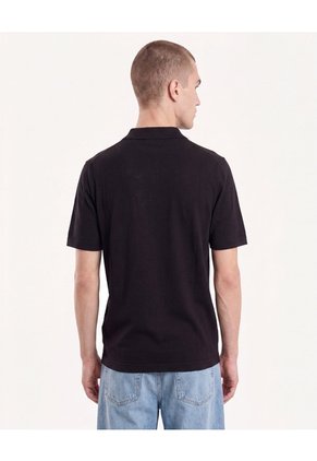 Polo Tricot Cierre Frontal  Para Hombre Negro Seven Seven