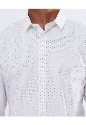 Camisa Cuello Gales Estampado De Lunares  Para Hombre Crema Seven Seven