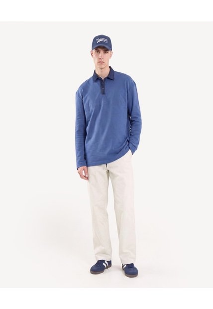 Polo Denim Detalle Frontal  Para Hombre Azul Seven Seven