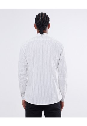 Camisa Cuello Gales Estampado De Lunares  Para Hombre Crema Seven Seven