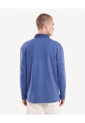 Polo Denim Detalle Frontal  Para Hombre Azul Seven Seven