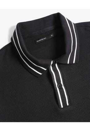 Polo Para Hombre Cuello Tejido Sin Bolsillo Color Negro Marca Seven Seven #45110929