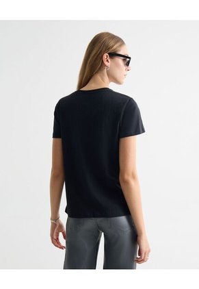 Camiseta Con Pedrería Brillante  Para Mujer Negro Seven Seven