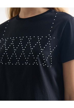 Camiseta Con Pedrería Brillante  Para Mujer Negro Seven Seven