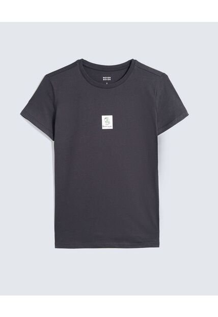 Camiseta Estampada Good Luck  Para Mujer Negro Seven Seven