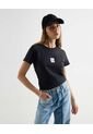 Camiseta Estampada Good Luck  Para Mujer Negro Seven Seven de Seven Seven