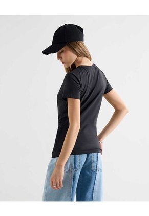 Camiseta Estampada Good Luck  Para Mujer Negro Seven Seven