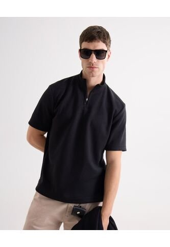 Polo Para Hombre Cuello Mao Sin Bolsillo Color Negro Marca Seven Seven #45110913 Seven Seven