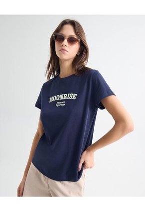 Camiseta Para Mujer Manga Corta Cuello Redondo Color Azul Oscuro Marca Seven Seven #28096068