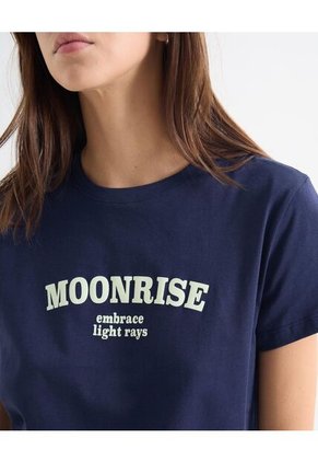 Camiseta Para Mujer Manga Corta Cuello Redondo Color Azul Oscuro Marca Seven Seven #28096068