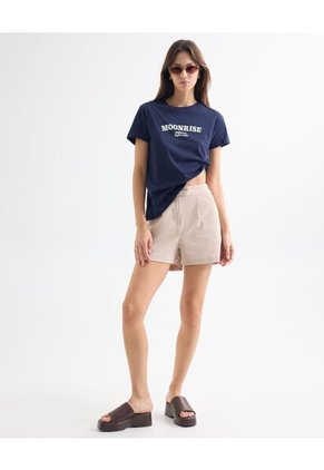 Camiseta Para Mujer Manga Corta Cuello Redondo Color Azul Oscuro Marca Seven Seven #28096068