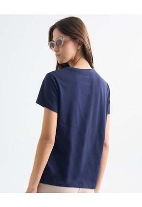 Camiseta Para Mujer Manga Corta Cuello Redondo Color Azul Oscuro Marca Seven Seven #28096068