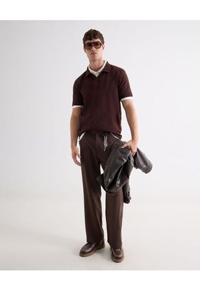 Polo Para Hombre Cuello Tejido Sin Bolsillo Color Vino Marca Seven Seven #45110936