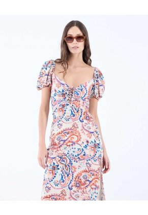 Vestido Para Mujer Manga Corta Color Terracota Marca Seven Seven #28171335