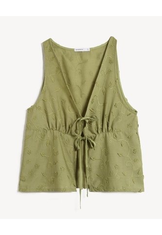 Blusa Lace Up En Ojalillo 3D  Para Mujer Verde Seven Seven Seven Seven
