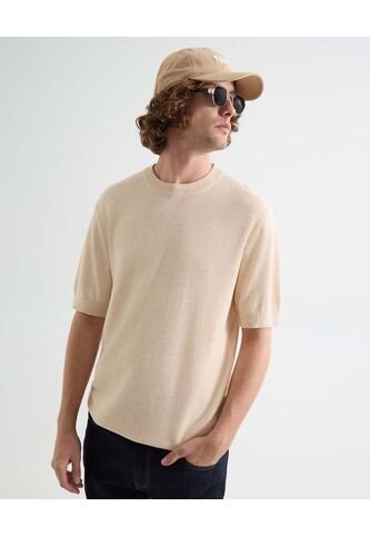 Camiseta Para Hombre Manga Corta Cuello Redondo Color Beige Marca Seven Seven #45092694 Seven Seven
