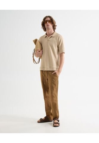 Polo Para Hombre Cuello Tejido Sin Bolsillo Color Avena Marca Seven Seven #45110887 Seven Seven