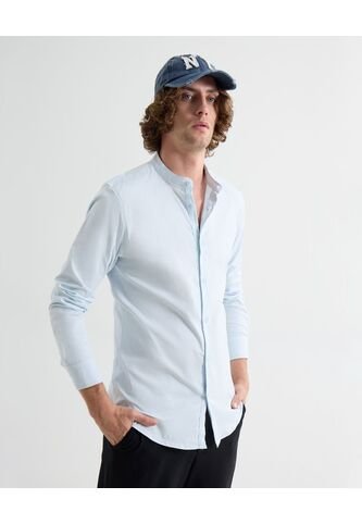 Camisa Para Hombre Manga Larga Sin Bolsillo Cuello Neru Color Azul Marca Seven Seven #45012151 Seven Seven