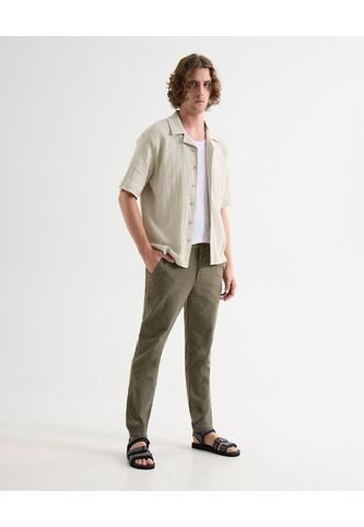 Camisa Para Hombre Manga Corta Sin Bolsillo Cuello Resort Color Arena Marca Seven Seven #45012140 Seven Seven