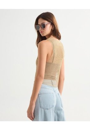 Camiseta Para Mujer Manga Sisa Color Dorado Marca Seven Seven #28096003