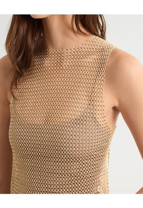 Camiseta Para Mujer Manga Sisa Color Dorado Marca Seven Seven #28096003