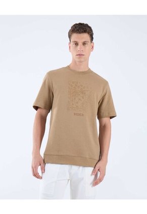 Camiseta Para Hombre Manga Corta Color Camel Marca Seven Seven #45092644