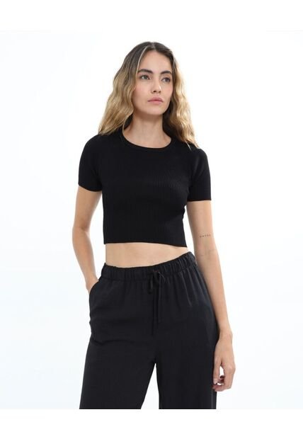 Camiseta Para Mujer Manga Corta Color Negro Marca Seven Seven #28095504